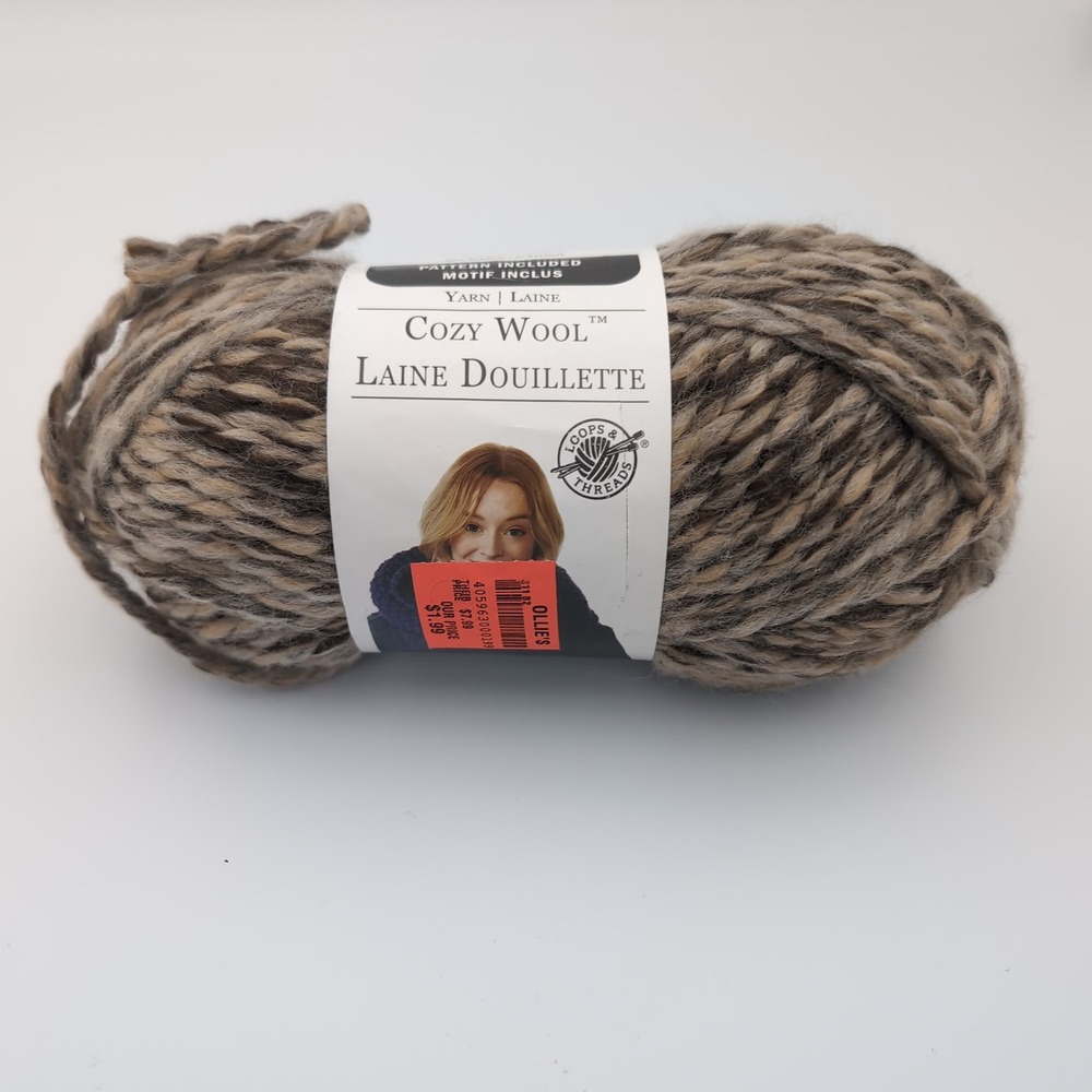 Loops & Threads Cozy Wool Yarn Sand Stone Super Bulky #6 Skein 4.5oz 50% Wool